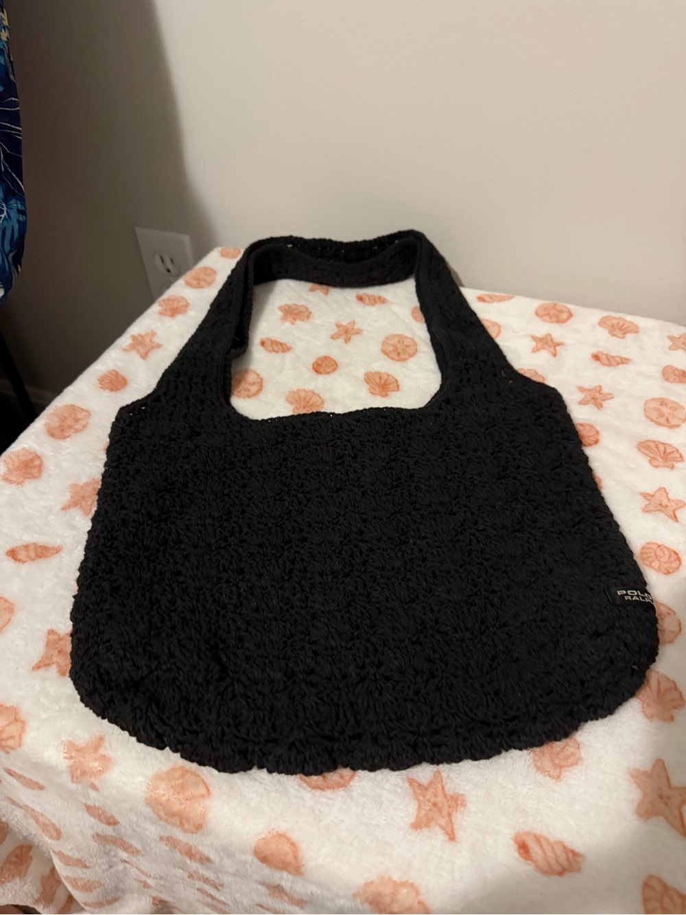 Polo by Ralph Lauren Black Knit Shoulder Tote